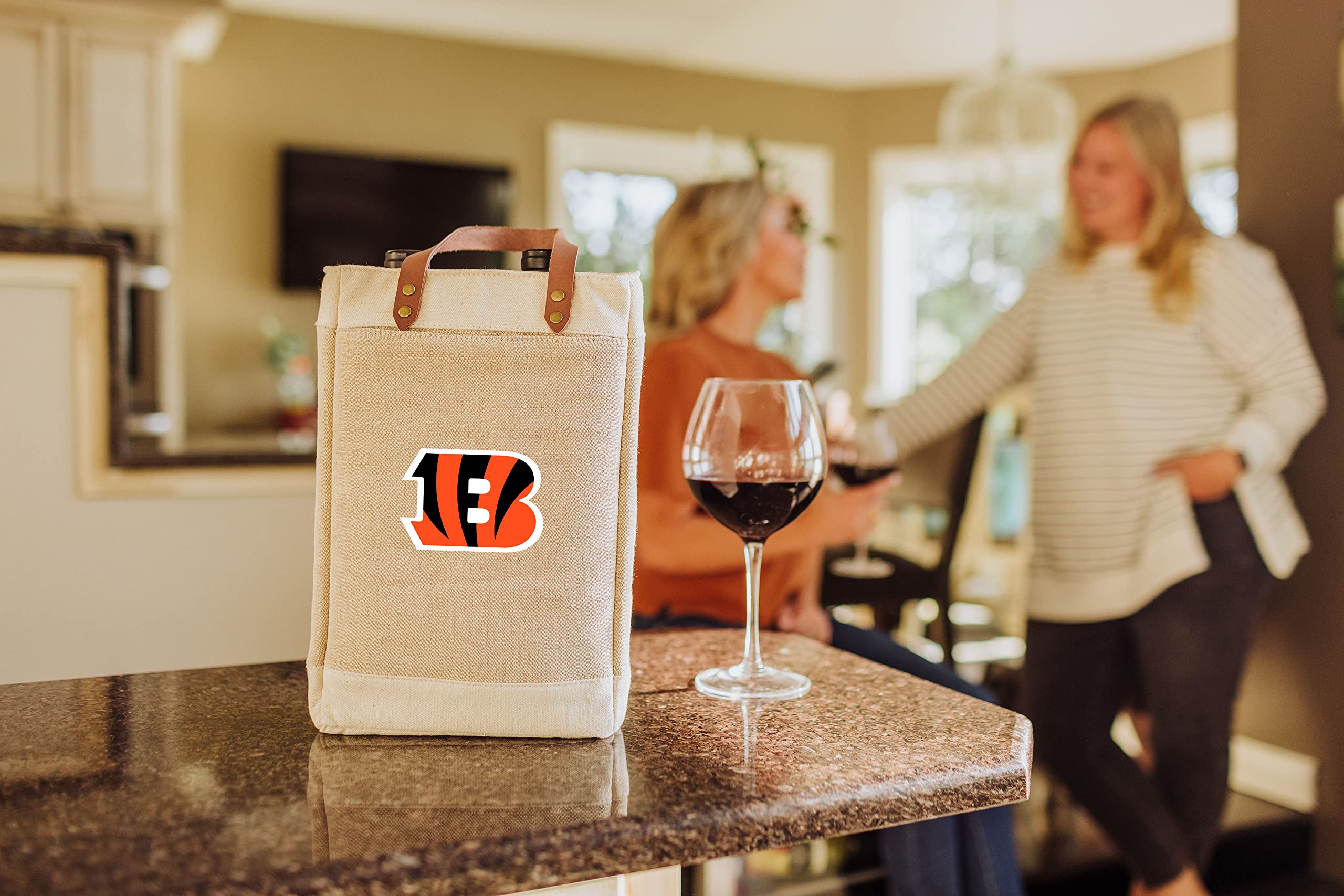 Picnic Time NFL Pinot-Bolsa de Vino aislada de Yute para 2 Botellas, Unisex Adulto