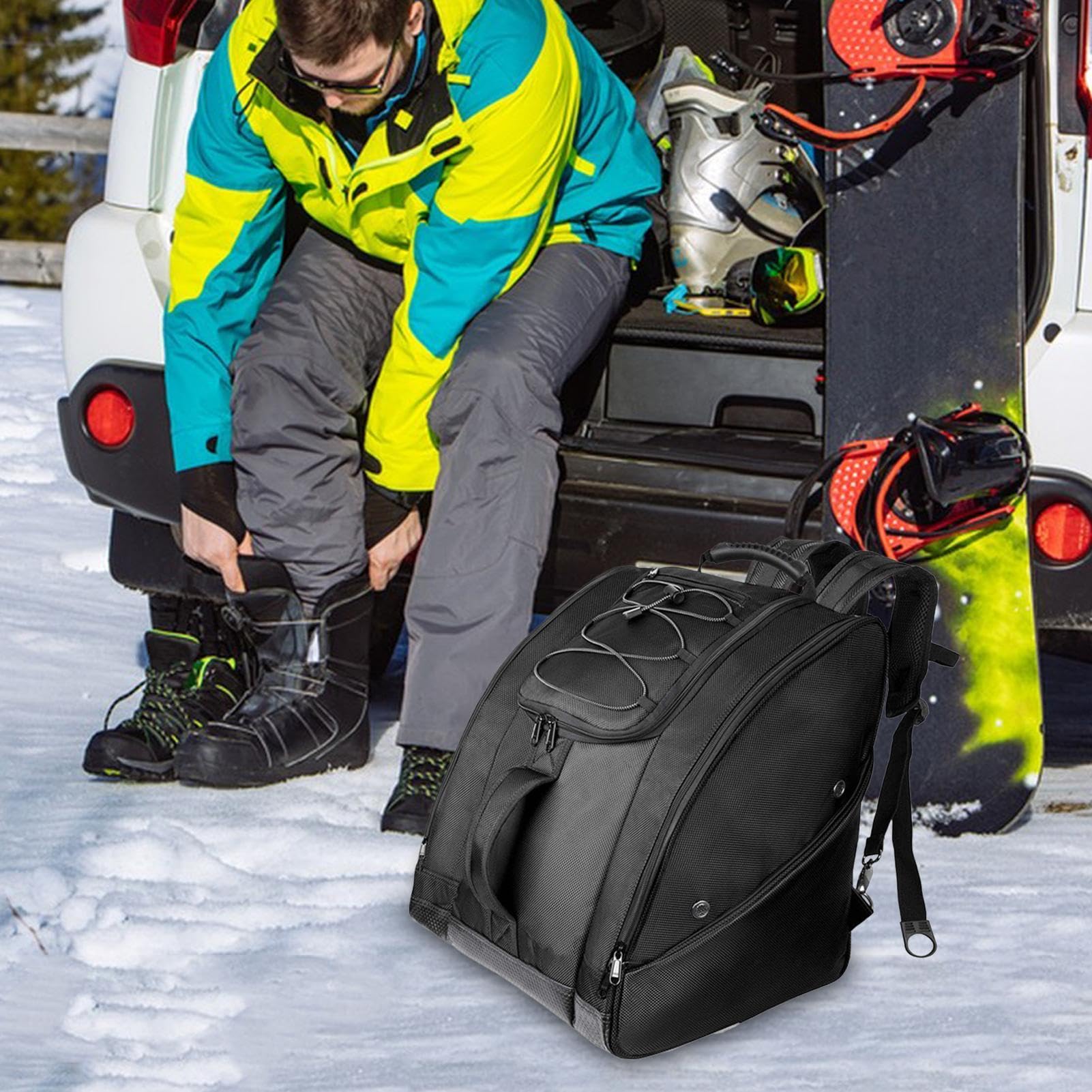 Skischuhtasche – Wasserdichte Tasche Für Skizubehör, 50-Liter-Rucksack Mit Fassungsvermögen, Robuste Nylon-Snowboard-Ausrüstungstasche | Robustes Outdoor-Wintersportgepäck Für Stiefel, Helme, Sc