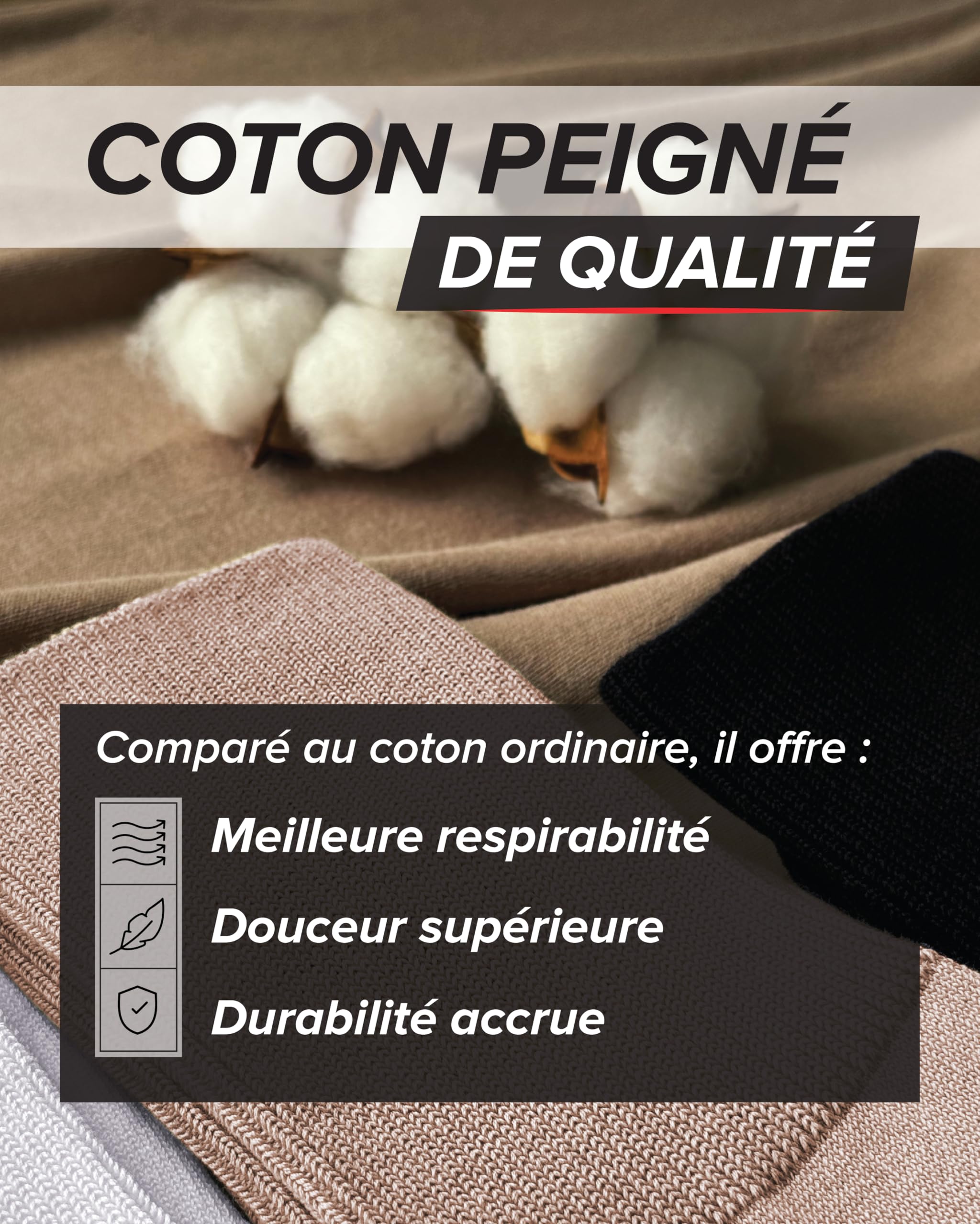 vitsocks Chaussette non comprimante sans bord élastique Femme (3 PAIRES) bord souple qui ne serre pas 98% COTON fine légère
