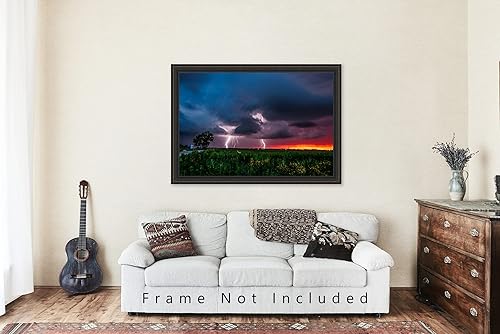 Miniatura 5 de Storm Photography Print (Not Framed) Picture of Lightning Strikes as Firefly Whirls About at Sunset on Stormy Evening in Oklahoma Weather Wall Art