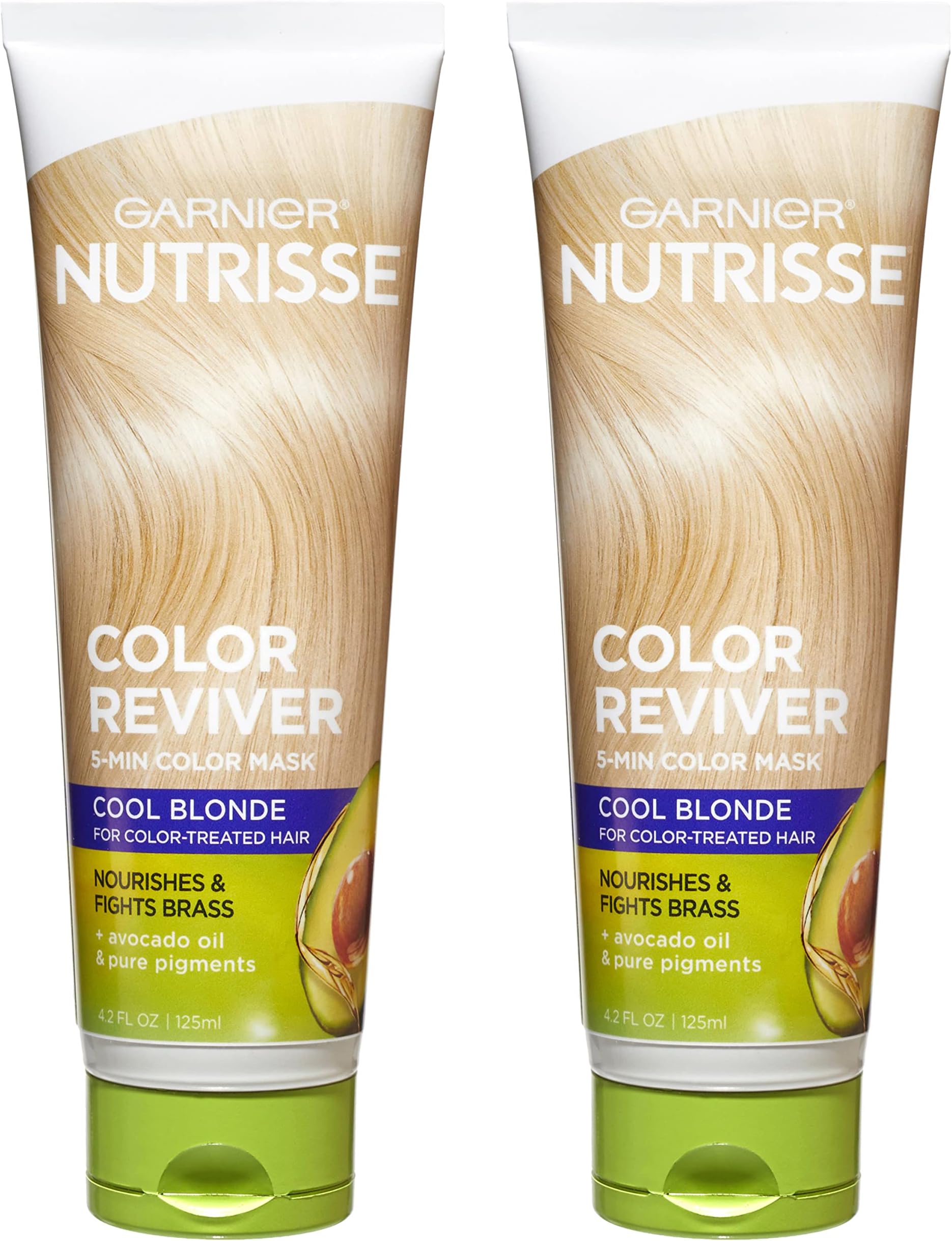 Garnier Hair Conditioner Nutrisse Color Reviver, 5 MIN Color Mask for Cool Blonde Color Treated Hair to Nourish & Fights Brass, 4.2 Fl Oz, 2 Count (Packaging May Vary)