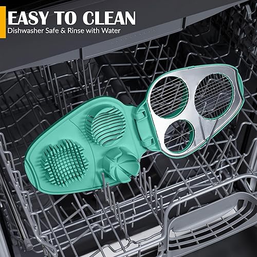 Miniatura 8 de CraftyCrocodile Cortador de huevos duros para huevos duros, 3 modos de rebanada, cortador de huevos, resistente, cortador de acero inoxidable,