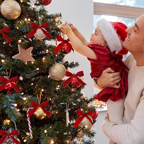 Vista 3 de Chuangdi 1 Inch, 60 Yard Christmas Burgundy Velvet Ribbon Wide Vintage Velvet Ribbons for Christmas Tree Ornaments Flower Bouquets Baby Shower