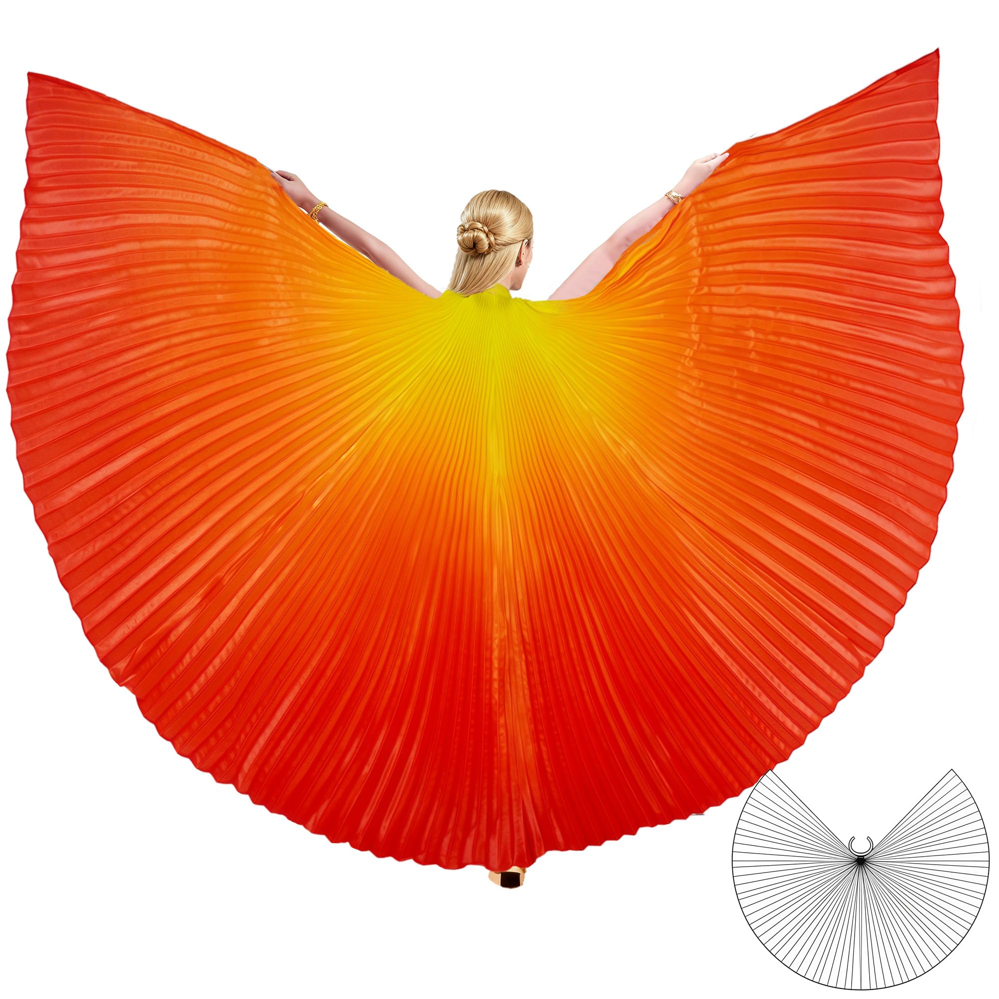MUNAFIE Butterfly Isis Wings Belly Dance Costume Worship Angel Fairy Wings for Carnival Stage Halloween Party Celebration Performance Yellow-Orange-Red โ image 1
