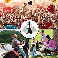 Vista 5 de Generadores de ruido de cencerro de 10 pulgadas con mango, cencerro para eventos deportivos y porras, cencerro de acero para juegos de fútbol