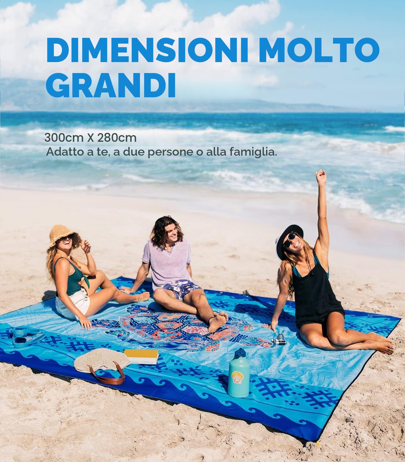 OCOOPA Coperta da Spiaggia Impermeabile 270 x 210 cm, Coperta Picnic Portatile, Telo Anti Sabbia Tappetino da Mare Grande Adatta per Spiaggia, Giardino, Campeggio, Viaggi