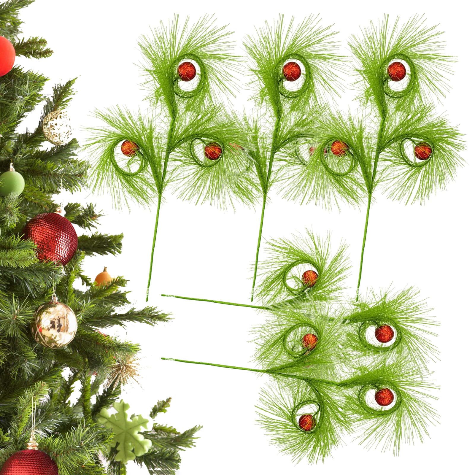 Decoración de Navidad de caña rizada: 5 piezas de 17 pulgadas elegantes para jarrón