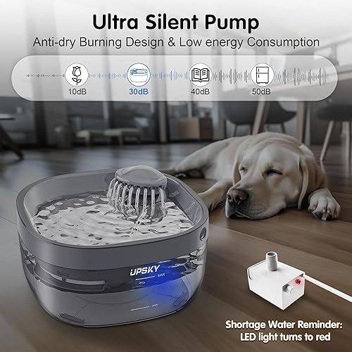 Miniatura 4 de UPSKY Fuente de agua para perros grandes, dispensador automático de tazón de agua para perros de 1.8 gales7 litros, fuente de agua ultra silenciosa