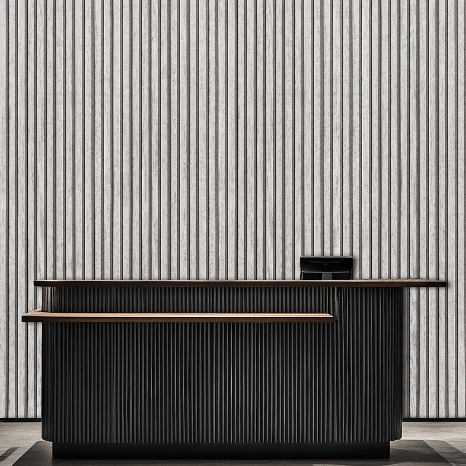Tarwanear Wood Effect Wallpaper Wood Slat Wallpaper 10 Rolls(50.3m²) Grey Wooden Slat Effect Wall Paper Natural Wooden Slatted Roll for Living Room Bedroom Office Front Desk Feature Wall — image 1