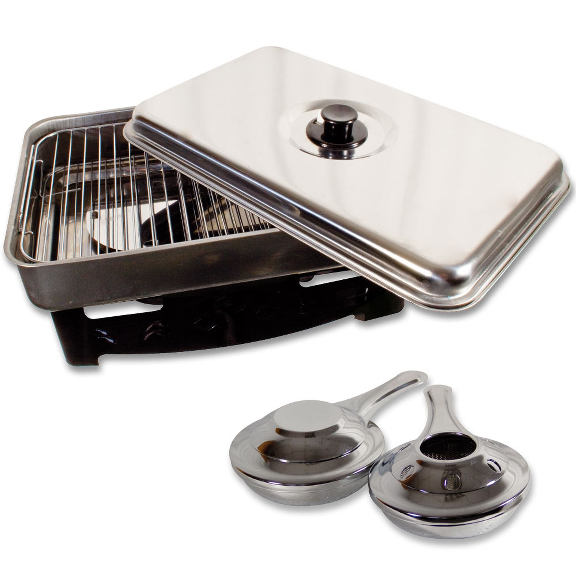 Eversmoke Edelstahl Tischräucherofen Set mit 2x Brennpaste für Fisch, Wurst, Käse/Räuchern Grillofen inkl Brennpaste