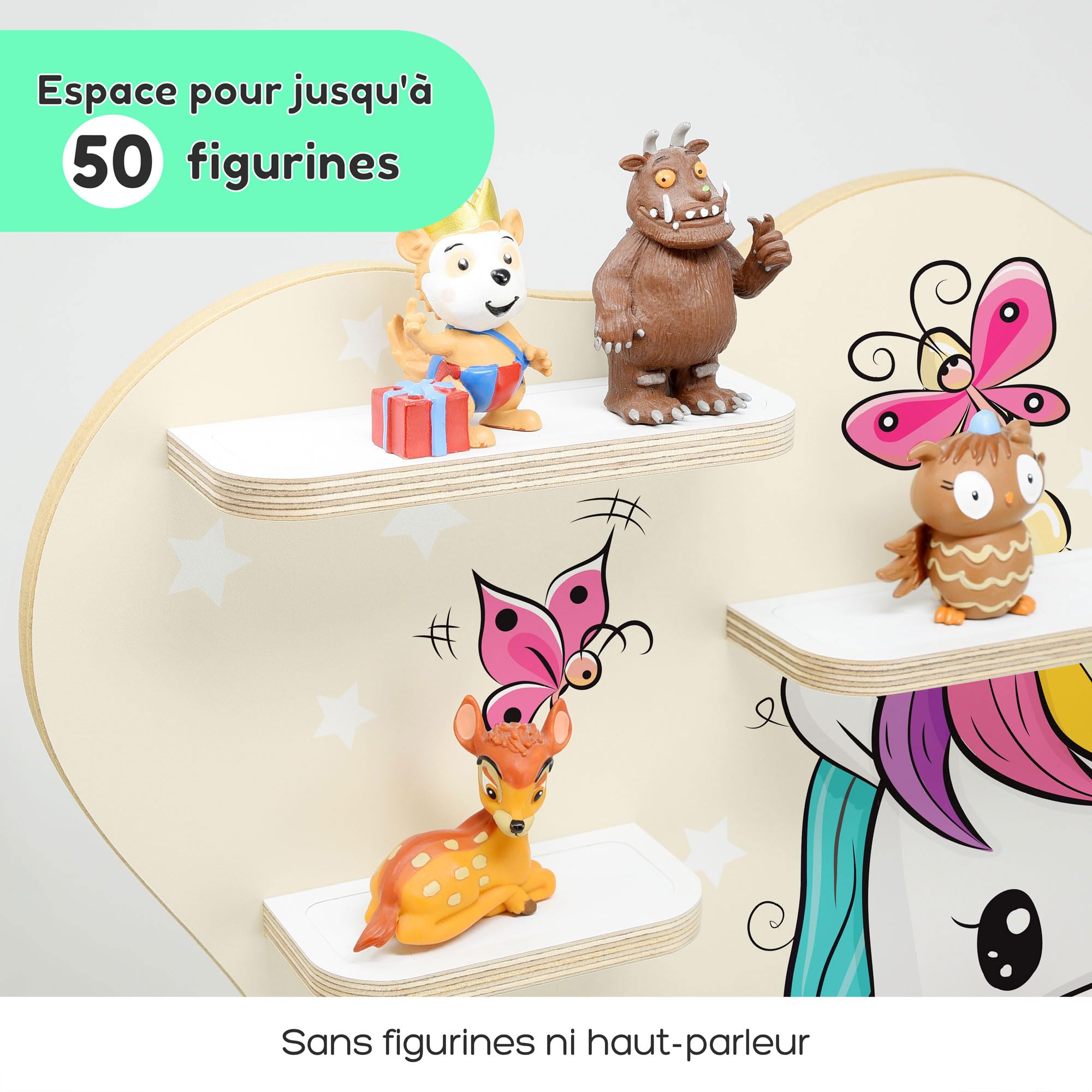 Étagère En Bois Pour Toniebox Dinosaure - Rangement Magnétique Pour ~35 Tonies - À Poser Ou Suspendre, Idéal Chambre Enfant