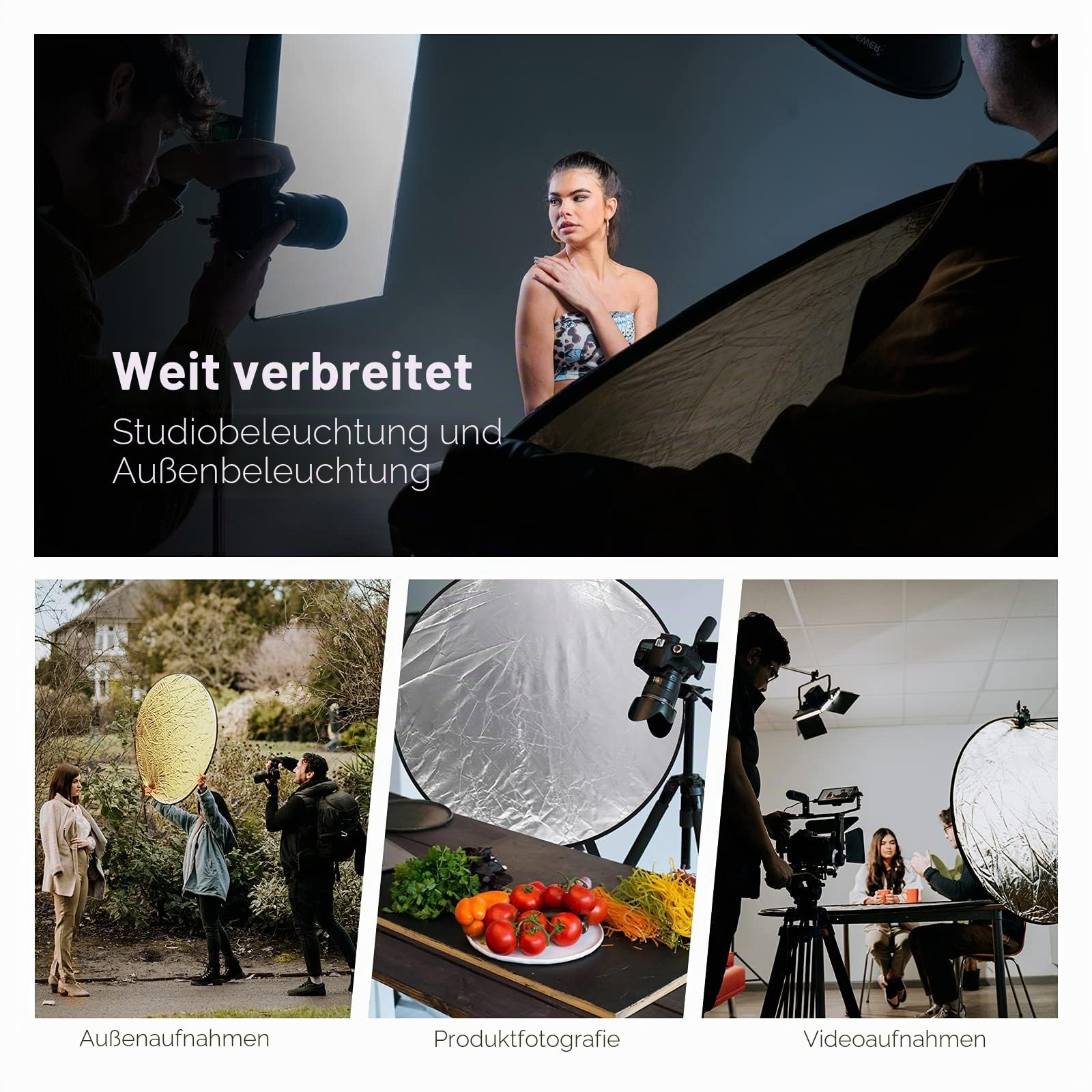 NEEWER 5 in 1 110cm Lichtreflektor Diffusor Faltbare Multi Disc mit Tasche - Durchscheinend, Silber, Gold, Weiß und Schwarz, Fotoreflektor für Studio Fotografie Beleuchtung im Freien