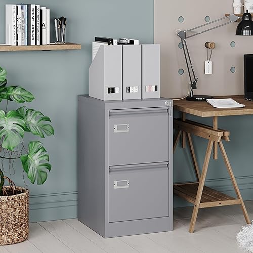 Miniatura 2 de Letaya Archivador de 2 cajones con cerradura, archivadores verticales de metal para oficina en casa, almacenamiento A4F4cartalegal, requiere montaje