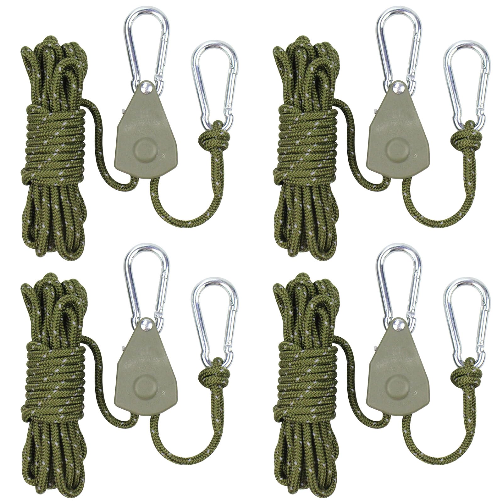 4PCS Reflective Tent Guy Ropes, 4 mm TentCamping Cord with Pulley, 5M Heavy-Duty Guide Buckle Rope with Aluminum Adjuster, TentGuy Ropes for Awning Outdoor TentTarp Gazebo Hiking Awning Picnics-DG