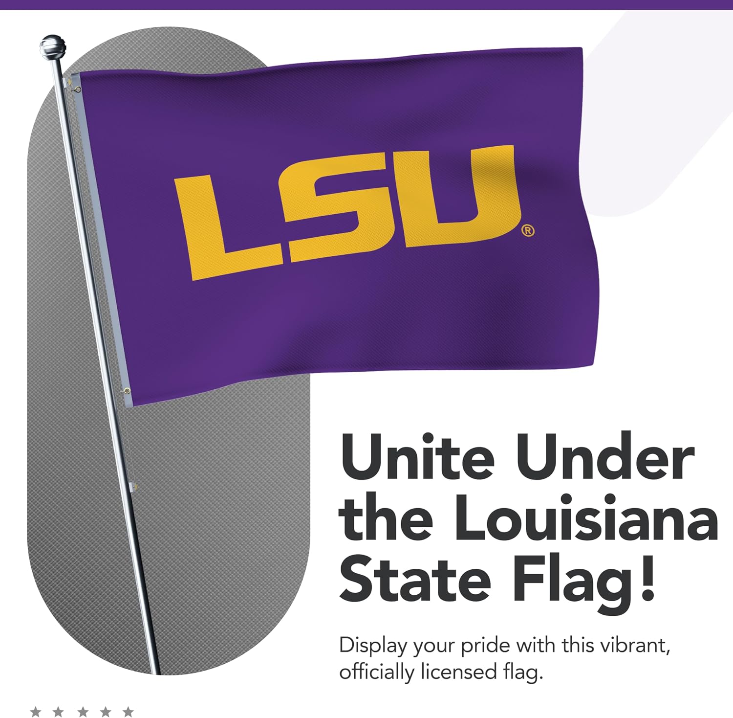 LSU Tigers College Sports Printed Flag - NCAA Licensed - Nylon - School Banner (Purple, Yellow) (2' x 3')
