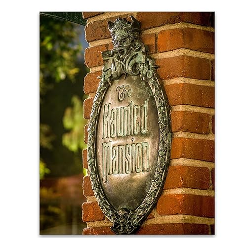 Placa de mansión encantada de Disney, impresión artística sin marco de 11 x 14 pulgadas, gran decoración vintage para el hogar y regalo para los