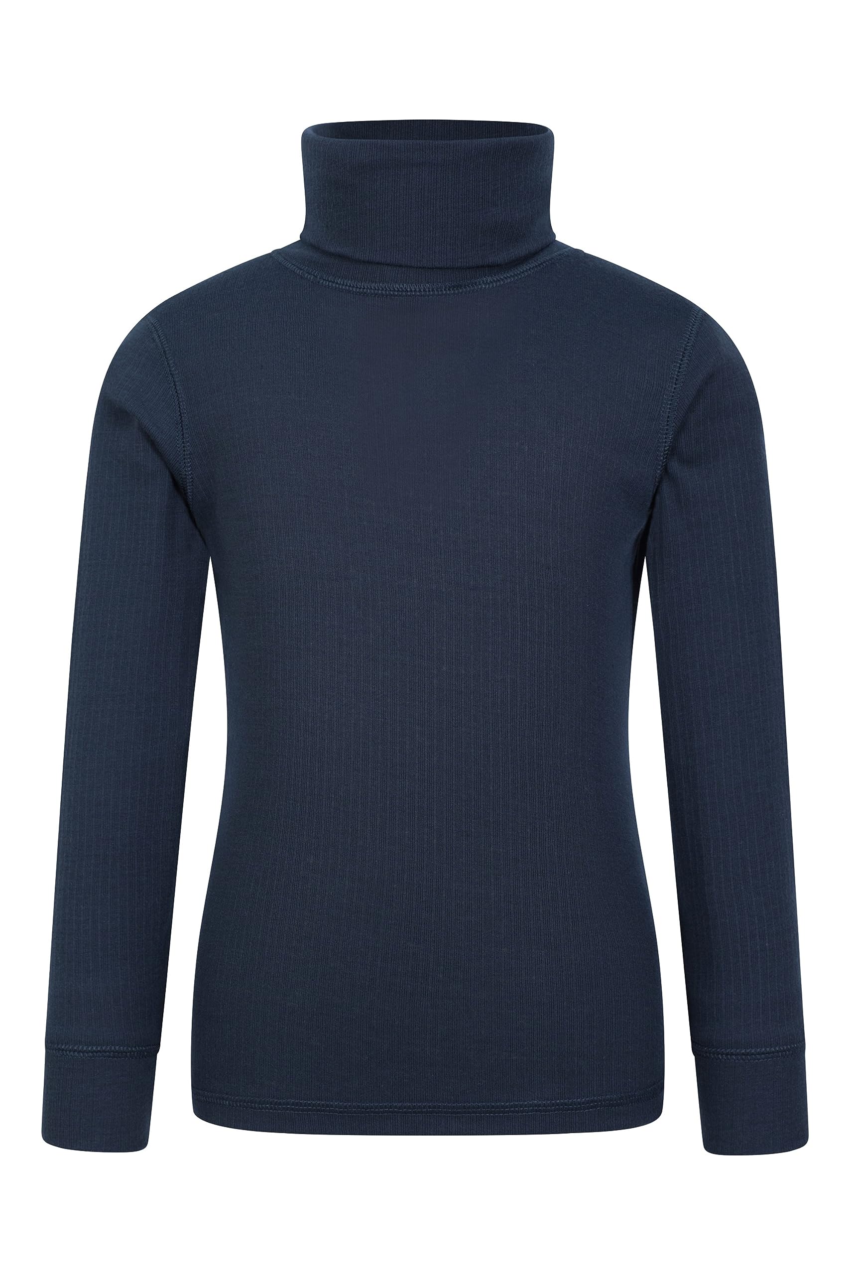 Mountain WarehouseTalus Kids Roll Neck Top - Quick Wicking Jumper, Easy Care Turtle Neck Tee, Warm Thermal Baselayer, Lightweight - for Winter, Walking, Hiking, Navy, 5-6 Years