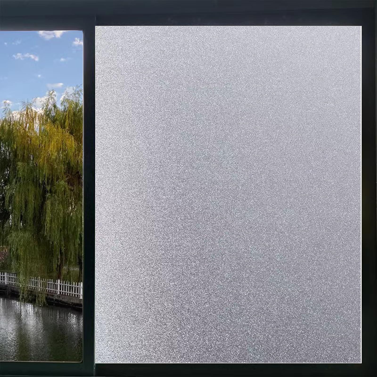Lámina Protector Solar Privacidad 50 x 400 cm Electrostaticos Anti-UV Vidrio Autoadhesiva Anti UV Película Termica Película para Ventanas para Oficina Cocina, Mate Puro