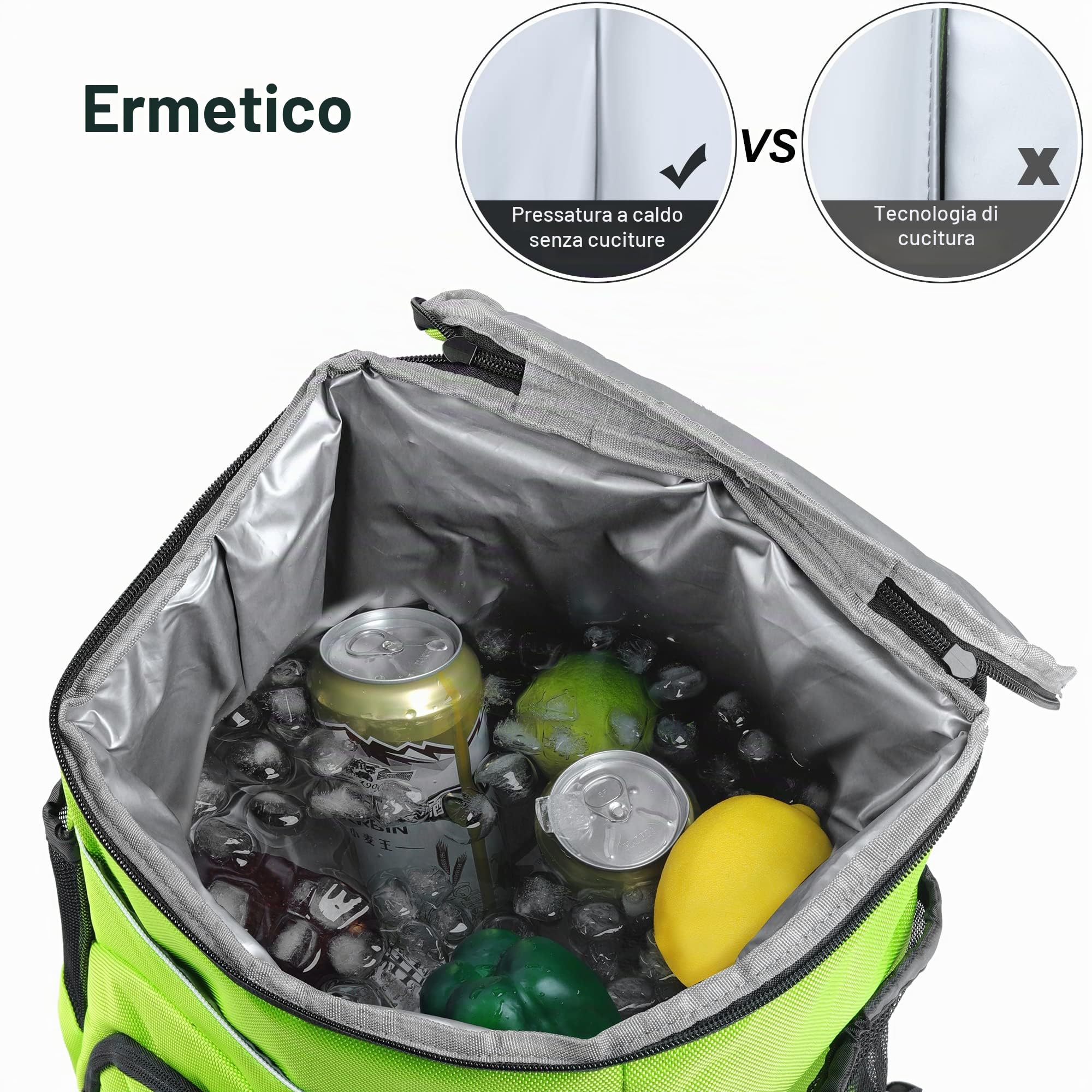 Zaino Frigo Termico 30L, Borsa Termica Grande con Fodera Impermeabile, Zaino Termico Porta Pranzo per Viaggio Campeggio Spiaggia