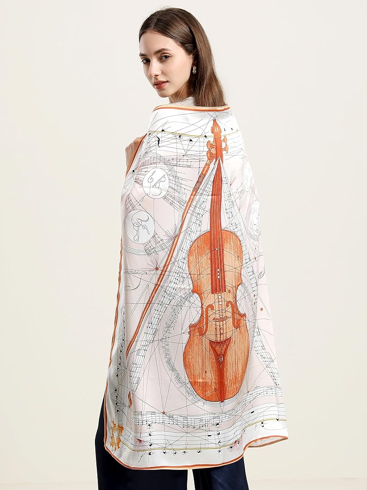 Amazon | DAISYSILK 100 ピュア シルク スカーフ 女性用, バイオリン