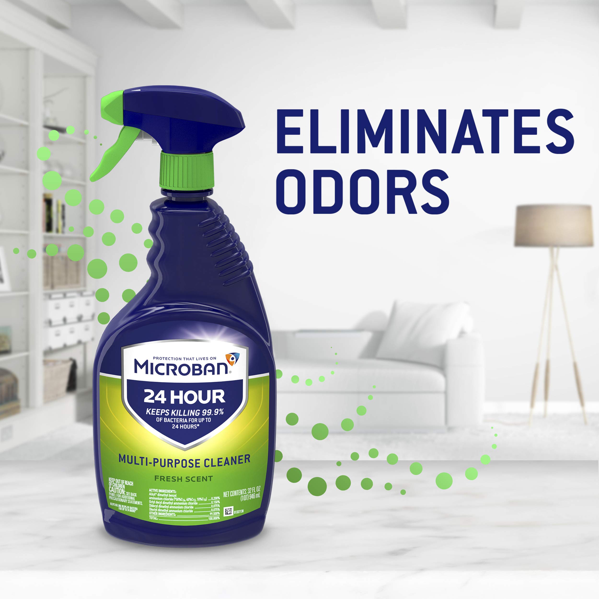 Microban Disinfectant Spray, 24 Hour Sanitizing and Antibacterial Spray