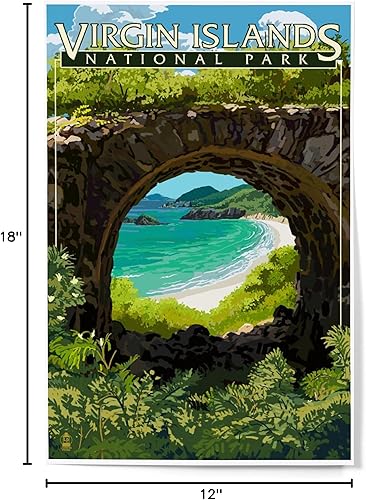 Miniatura 9 de Lantern Press Virgin Islands National Park, US Virgin Islands, View from Ruins (12x18 Art Print, Travel Poster Wall Decor)