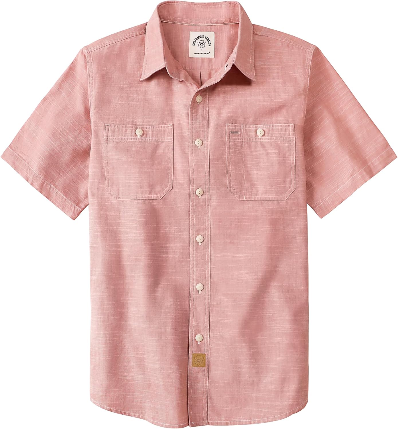 Dubinik® Men’s Soft Lightweight Chambray Short Sleeve Summer Breathable Cotton Shirt for Daily Casual Wear