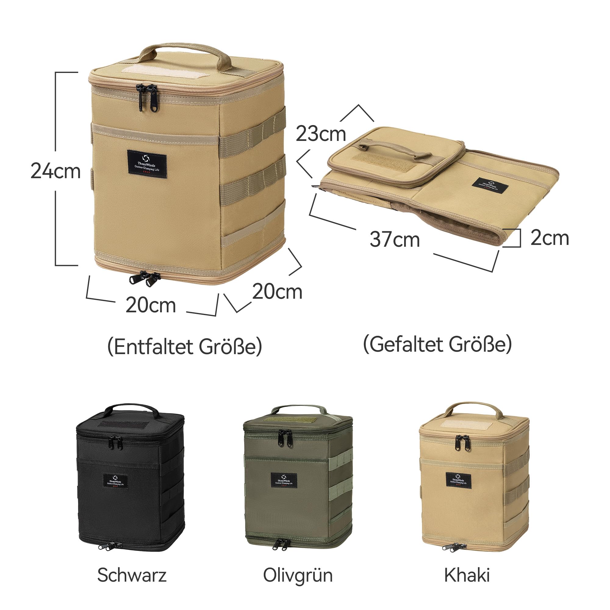 Thous Winds Camping Petroleumlampe Tasche, Taktische Aufbewahrungstasche, Outdoor-Camping-Aufbewahrungstasche, Tragbarer Aufbewahrungssack für Laternen, Kochern, Gasflaschen