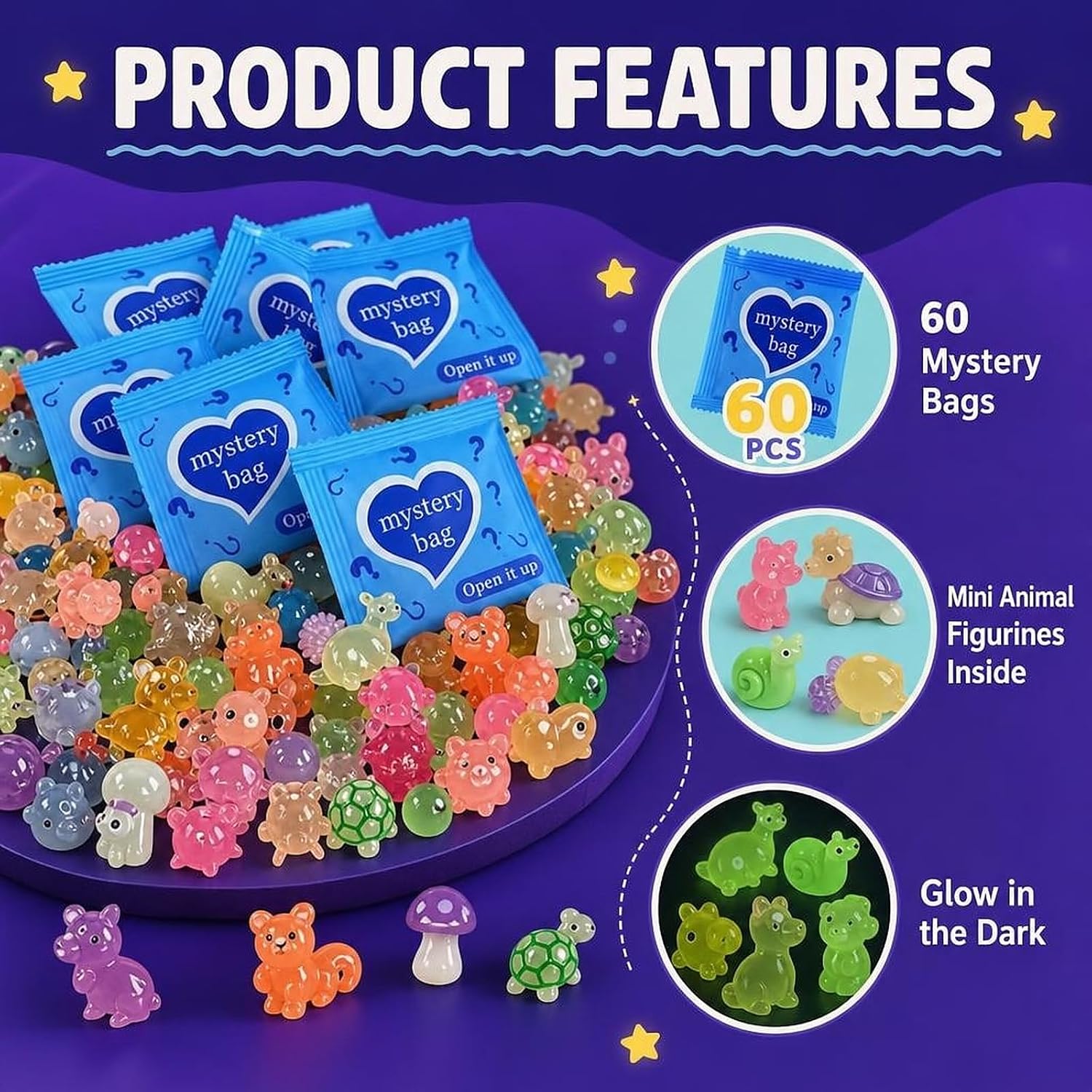 Mystery Resin Animals Blind Bag, 60 Mini Glow in the Dark image 3