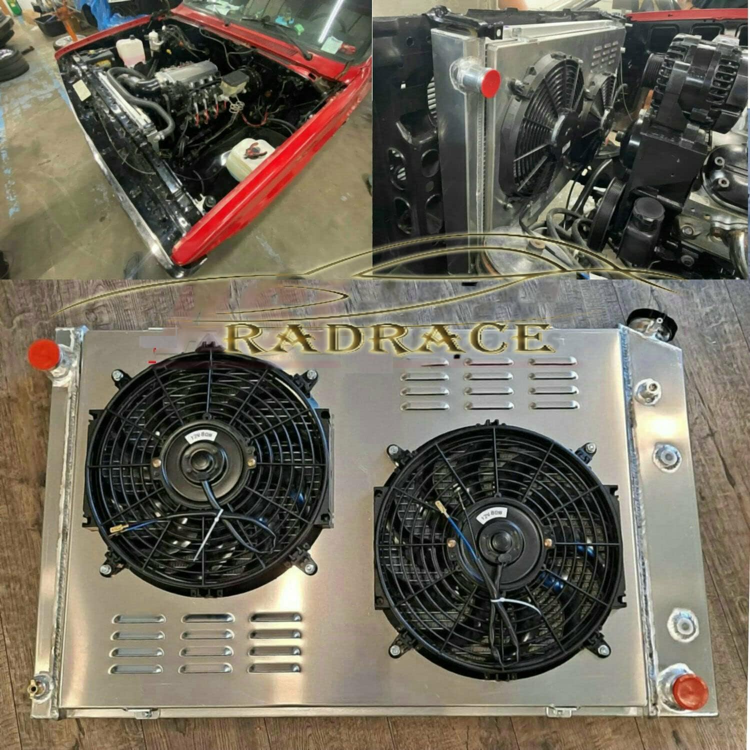 4 Row Aluminum Radiator Shroud Fan Relay for 1973-1991 Chevy GMC C K C10 10 20 30 C1500 C2500 C3500 Jimmy Blazer Truck Pickup Suburban Radiators