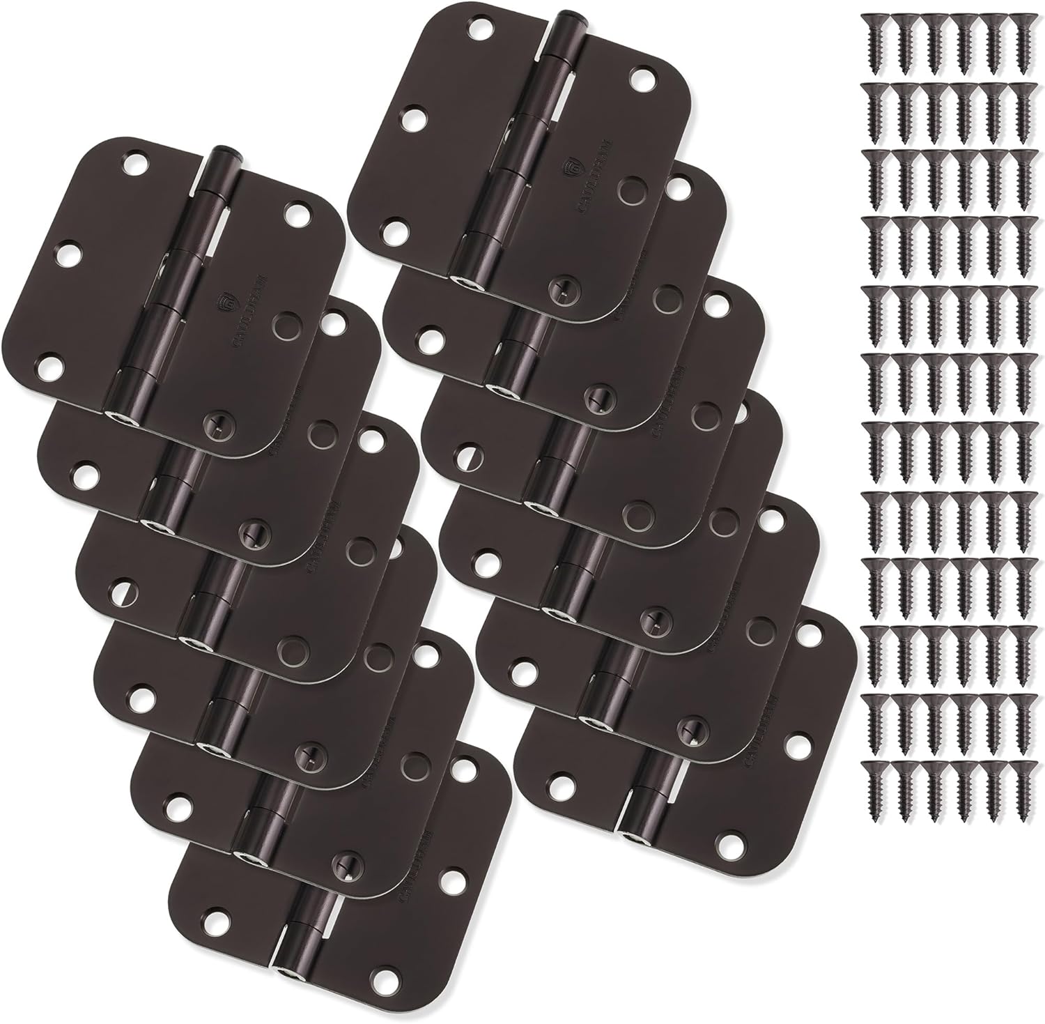 Cauldham (12 Pack) Heavy-Duty 3-1/2" Interior Door Hinges with 5/8" Radius Corners - Oil Rubbed Bronze