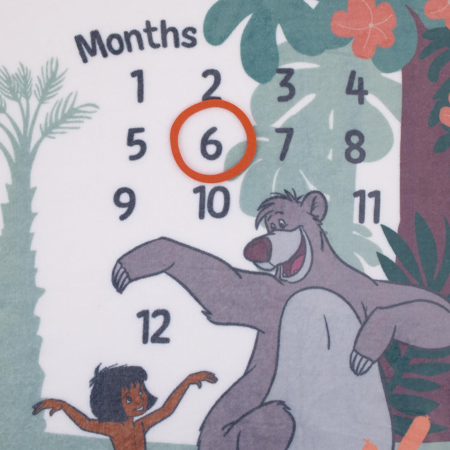 NoJo Disney Jungle Book Green and White Too Much to Bear Super Soft Photo Op Milestone Baby Blanket