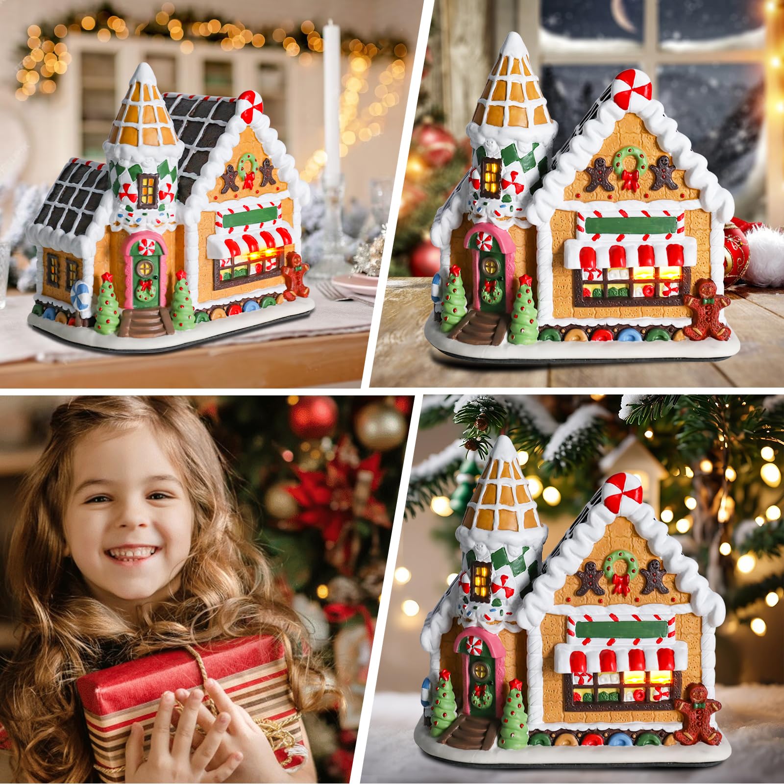 VCUTEKA Rotating Christmas Village Set With Ferris Wheel, Carousel & Skating Kids – Musical Lighted Holiday Display For Indoor Tabletop Decor