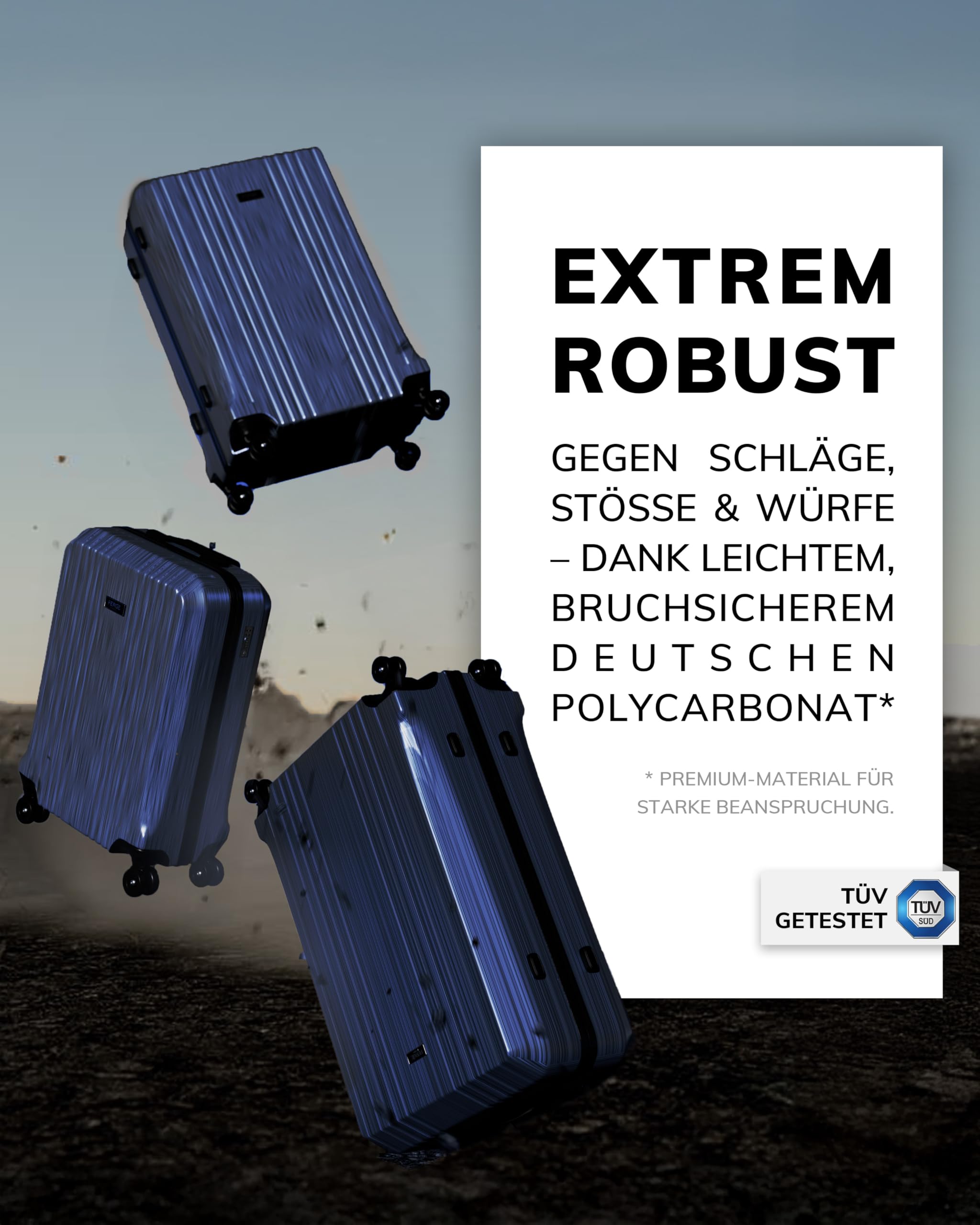 FERGÉ Kofferset 3 teilig Hartschale TSA-Zahlenschloß Cannes Reisekoffer Trolley-Set (Handgepäck, L, XL) 3er Set Hartschalenkoffer Roll-Koffer 4 sanfte Rollen - sehr robuster Polycarbonat Koffer