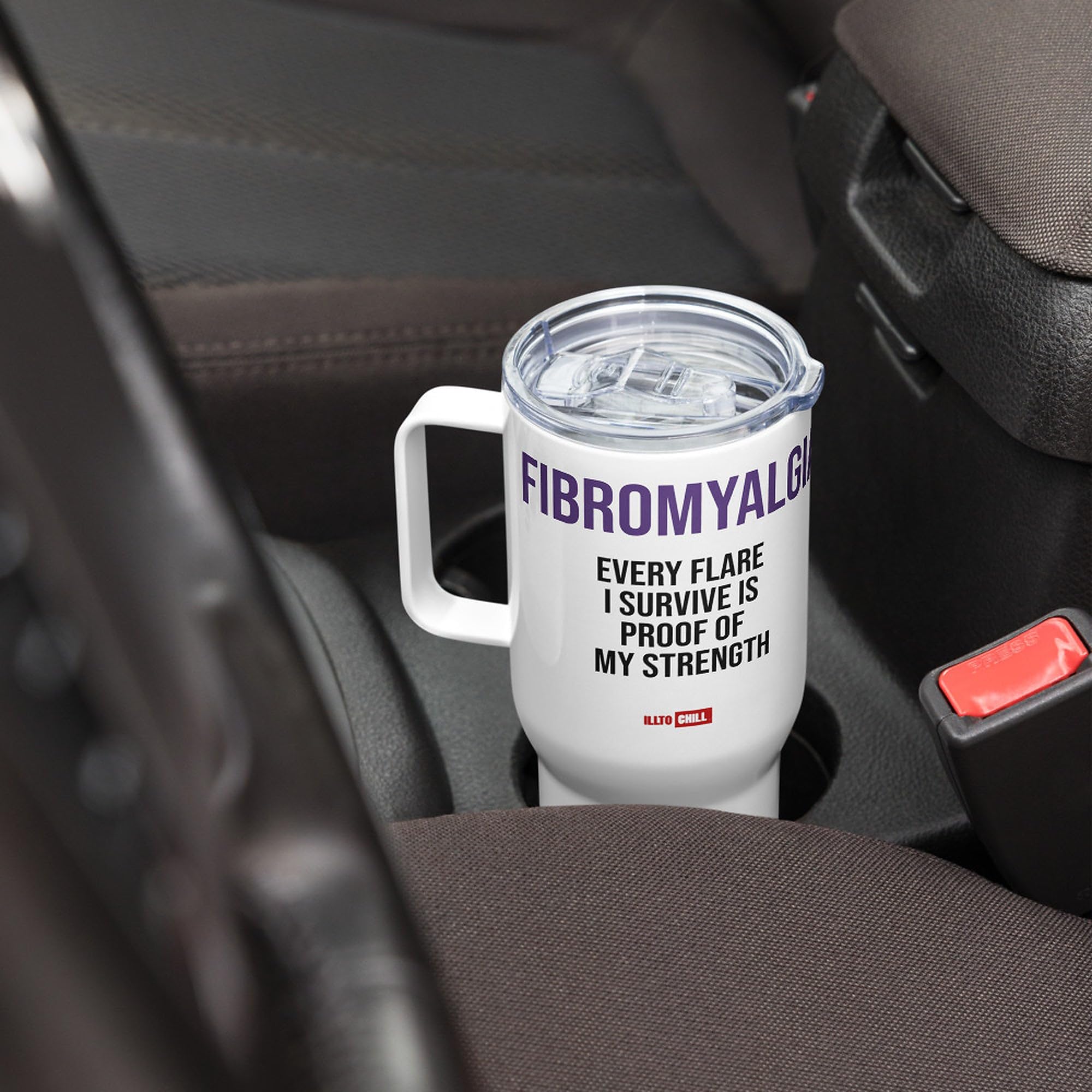 Taza de Viaje Fibromialgia con Asa, Regalo para Adultos Fibro