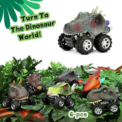 Miniatura 5 de Juguetes de dinosaurio para niños, juego de juguetes de dinosaurio para niños, vehículos de tracción para juegos de dinosaurios T-Rex, regalos de