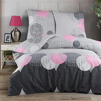 Buymax  Bed Linen 135 x 200 cm 100% Cotton 4-Piece Bed Linen Set Duvet Cover with 2 Pillowcases 80 x 80 cm Oeko-Tex Renforc  Cotton with Zip