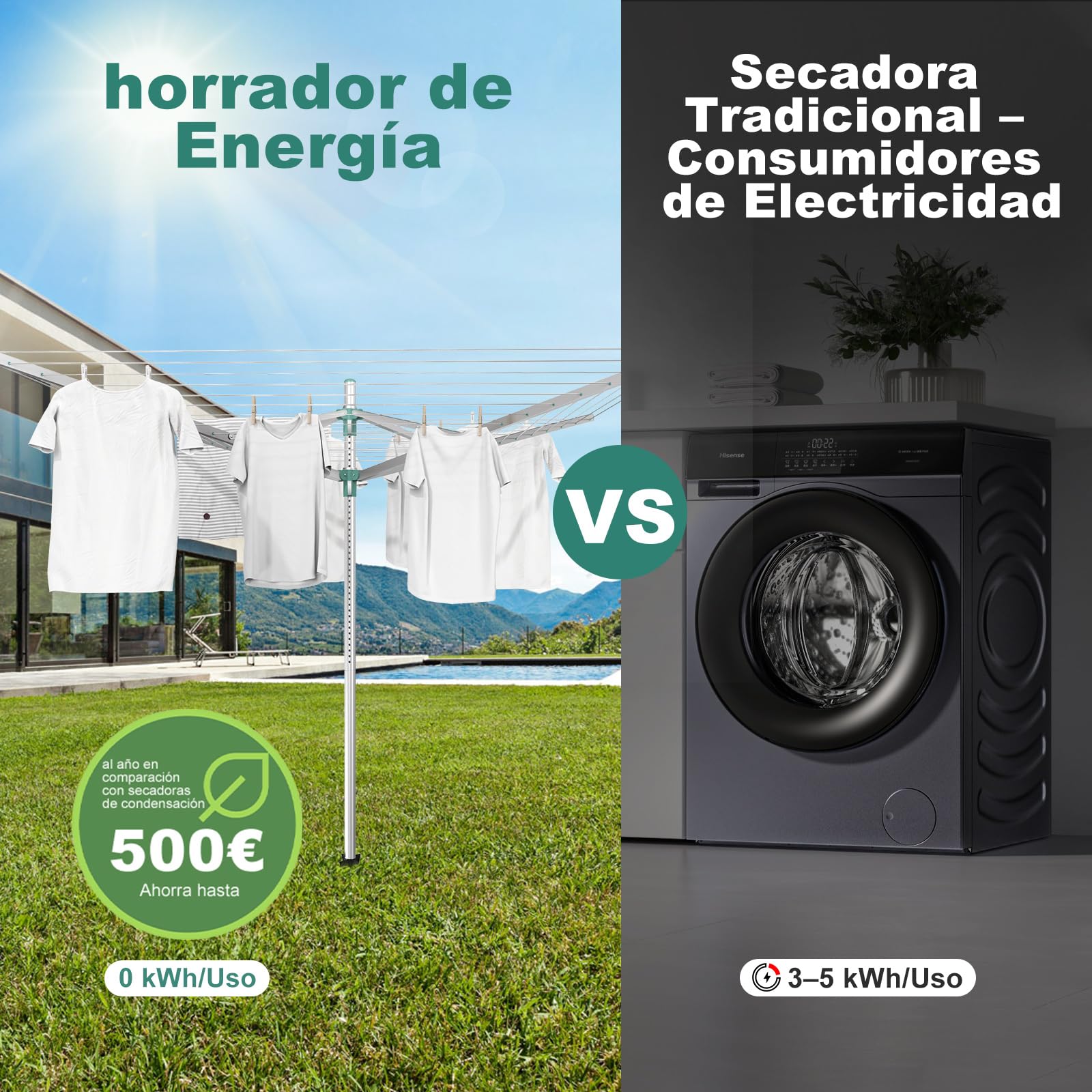 Innotic Tendedero para Exteriores, 4 Brazos 56 m, Tendedero Rotary Lift-O-Matic, Acero Inoxidable, Impermeable, Regulable en Altura, Apto para jardín, Capacidad máxima de Carga: 28 kg