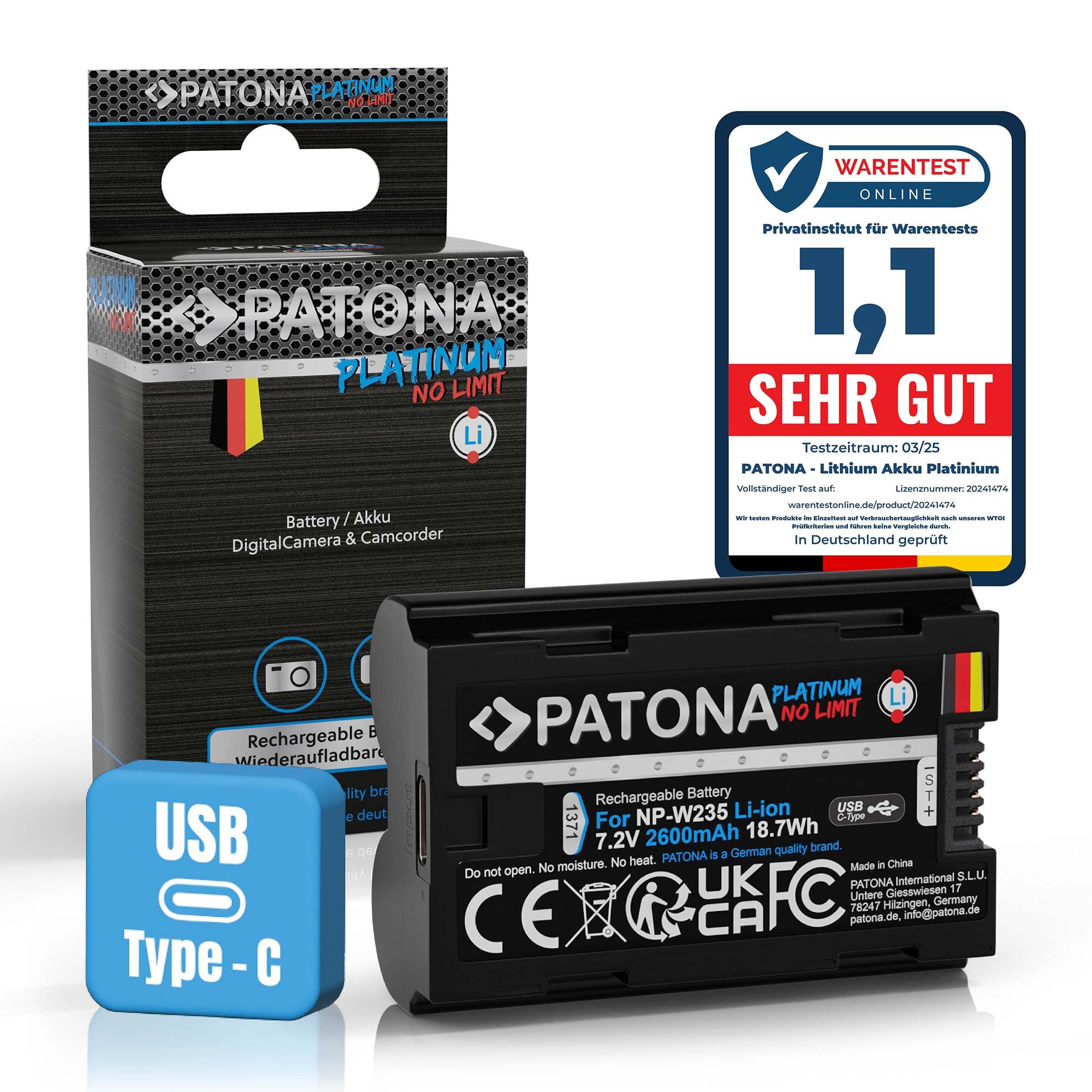 PATONA Platinum NP-W235 Batería 2600mAh USB-C Input Compatible con Fuji Fujifilm GFX-50s II GFX-100S GFX100 II X-H2 X-H2S X-S20 X-T4 X-T5 GFX 50 100 100S GFX50 XH2 XH2S XS20 XT4 XT5 NPW235 NP W235