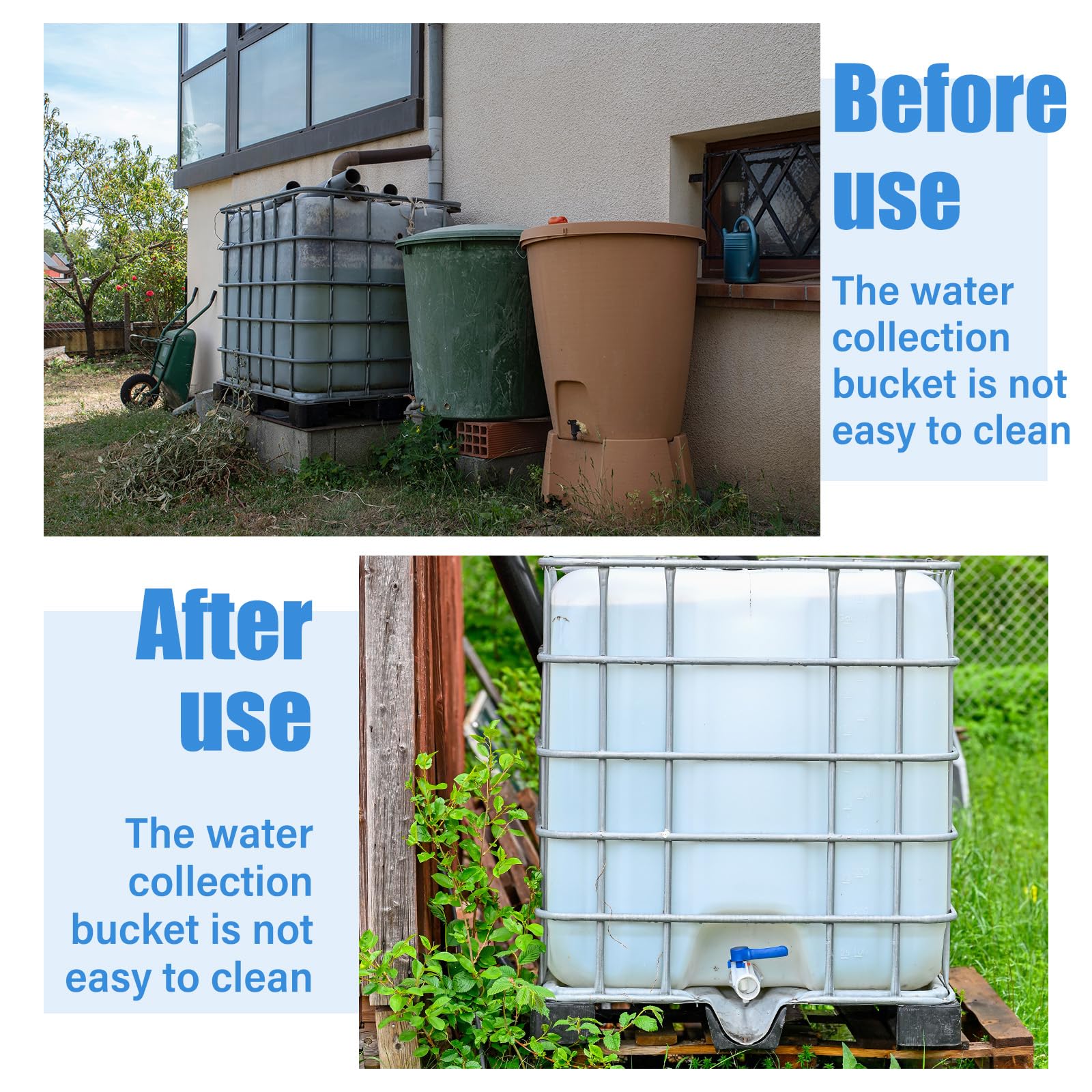 Teenyyou IBC - Cubierta para tanque de agua de 275 galones con salida de agua inferior, bolsa de almacenamiento de agua IBC, accesorios de protección para barril de lluvia de 1000 L