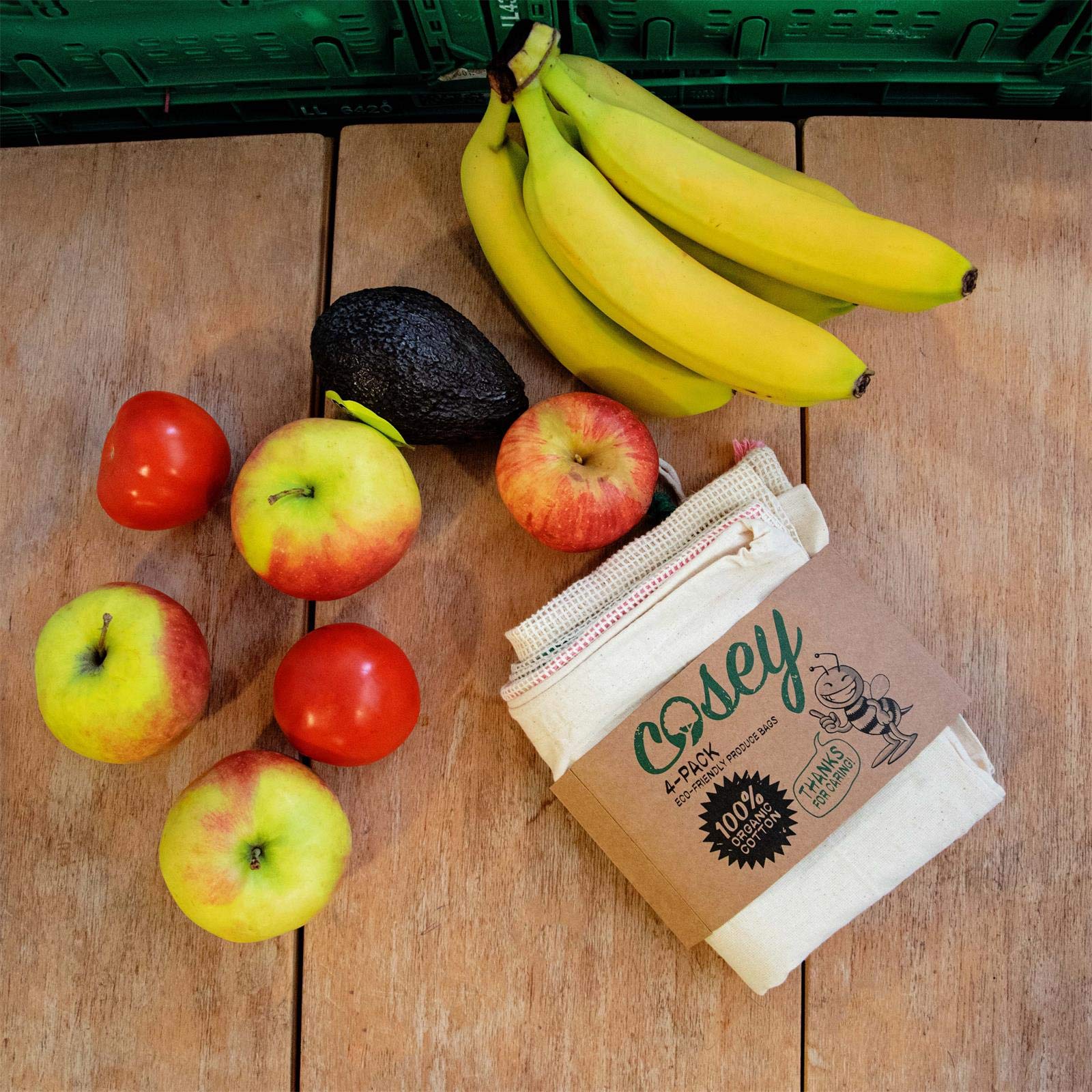 Sacchetti In Cotone Bio Per Spesa - Set 6 Pezzi Riutilizzabili Per Frutta, Verdura E Pane - Foto 9