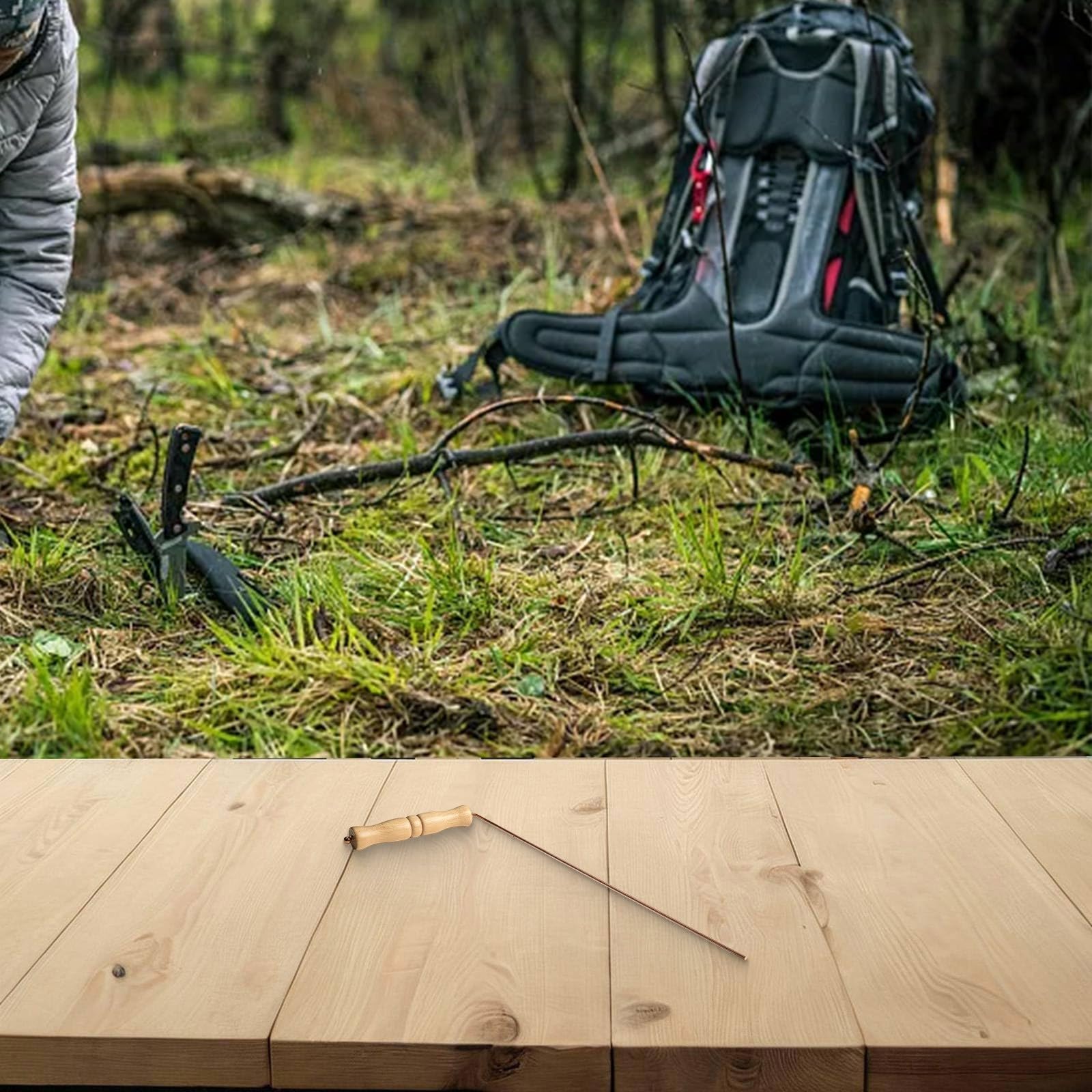 Paire de tiges de radiesthésie en cuivre à 99,9 % avec poignées en bois de bouleau véritable pour localiser les conduites d'eau et les dépôts minéraux avec précision