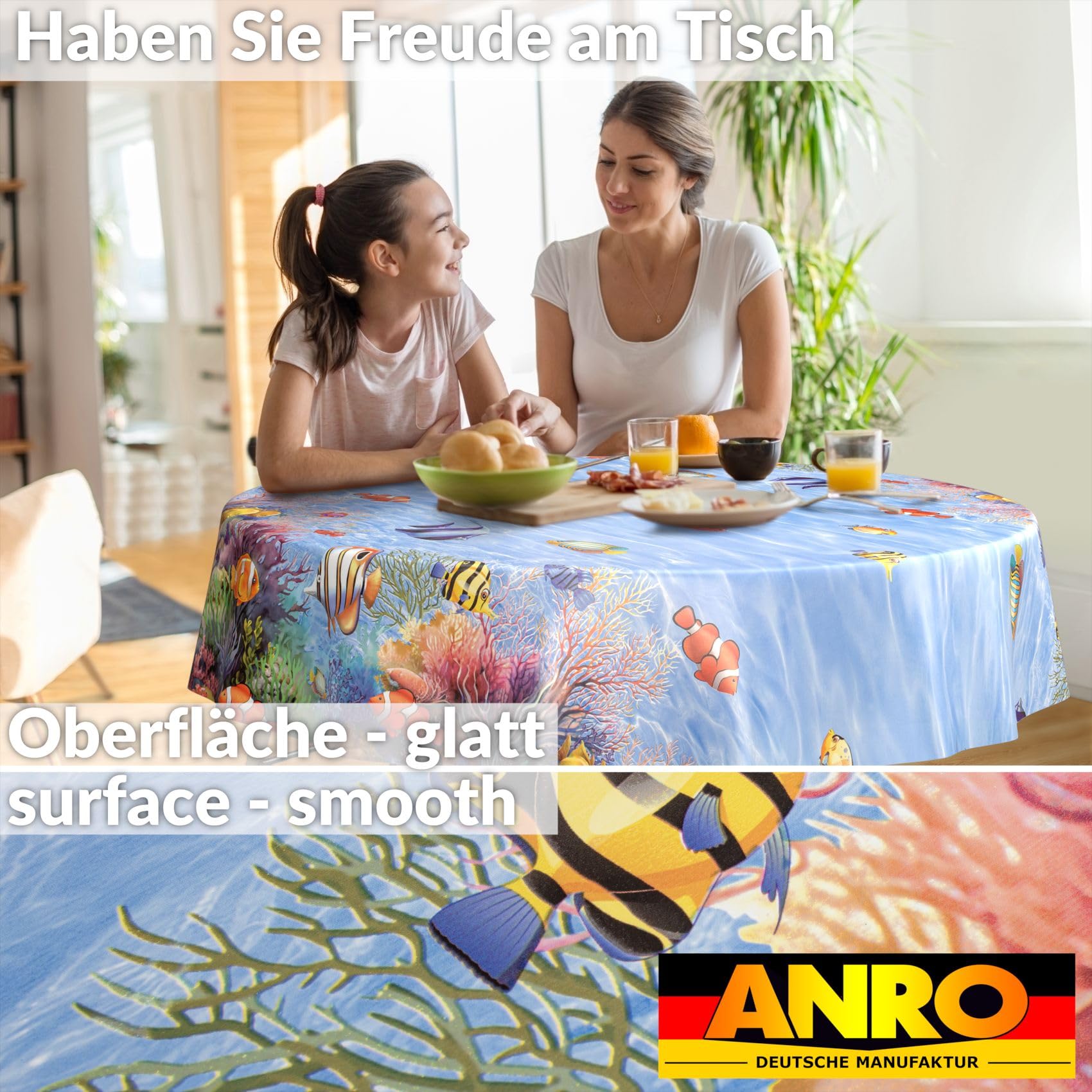 ANRO Oilcloth Tablecloth Washable 140 cm Round Cut Edge Aquarium, Cutting Edge, 55.1 inch (Round) - Image 3