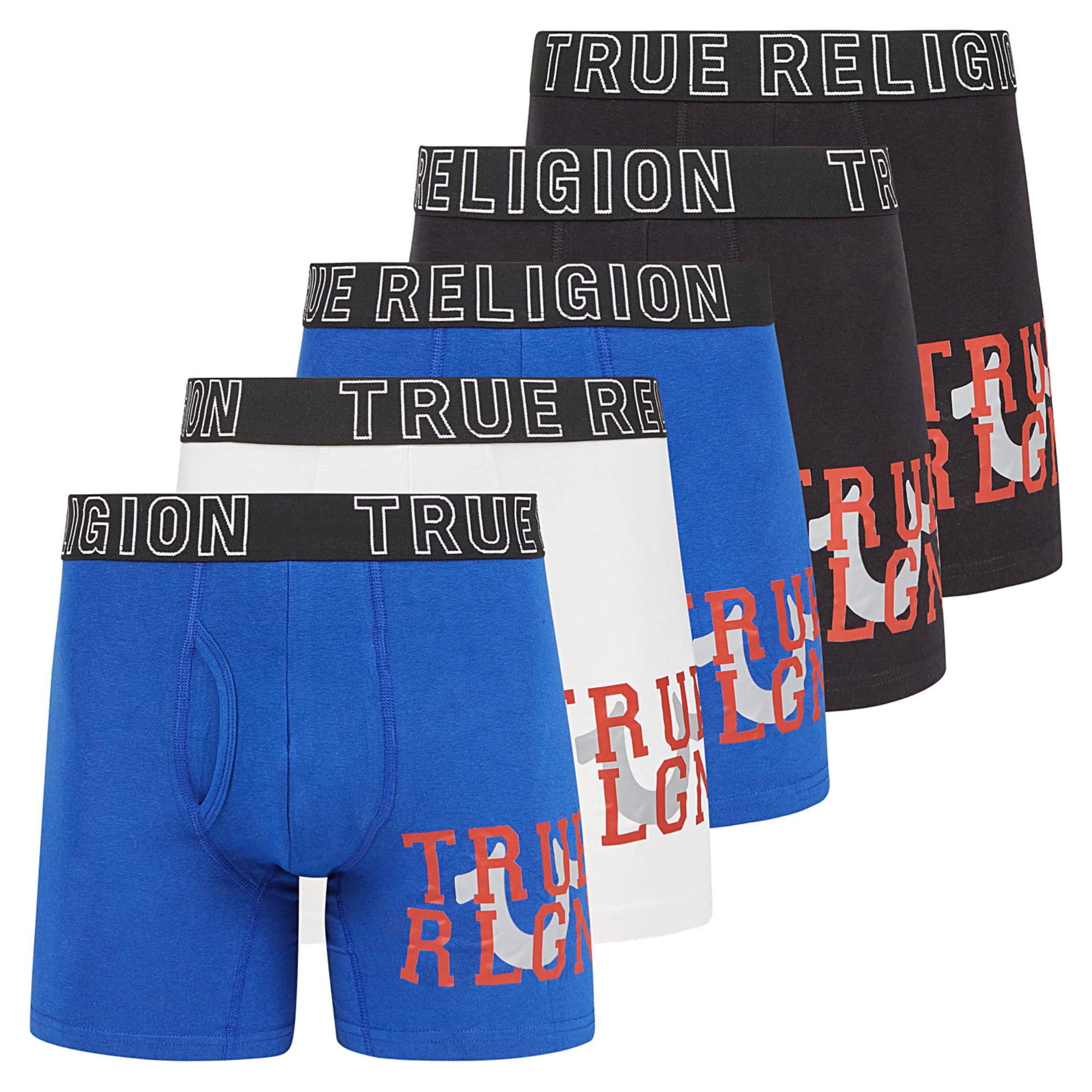 True Religion Cotton Stretch Mens Boxer Briefs, Mens Underwear Pack of 5