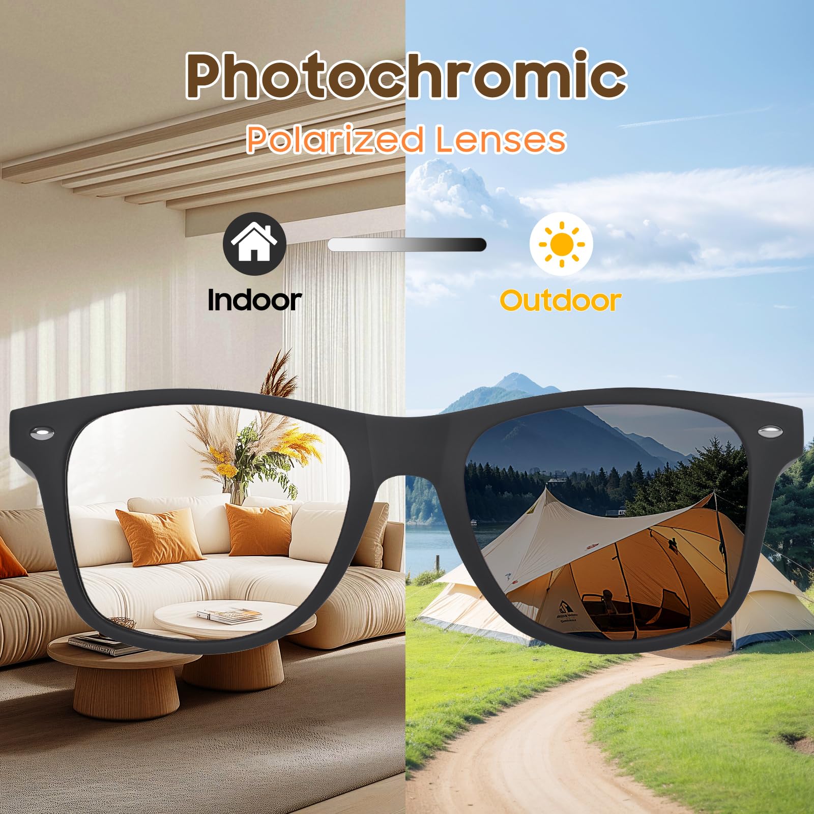 Opssaker Occhiali da Sole da Uomo Polarizzati - Protezione UV400 Occhiali Vintage Quadrati per Uomo Donna Guida Pesca