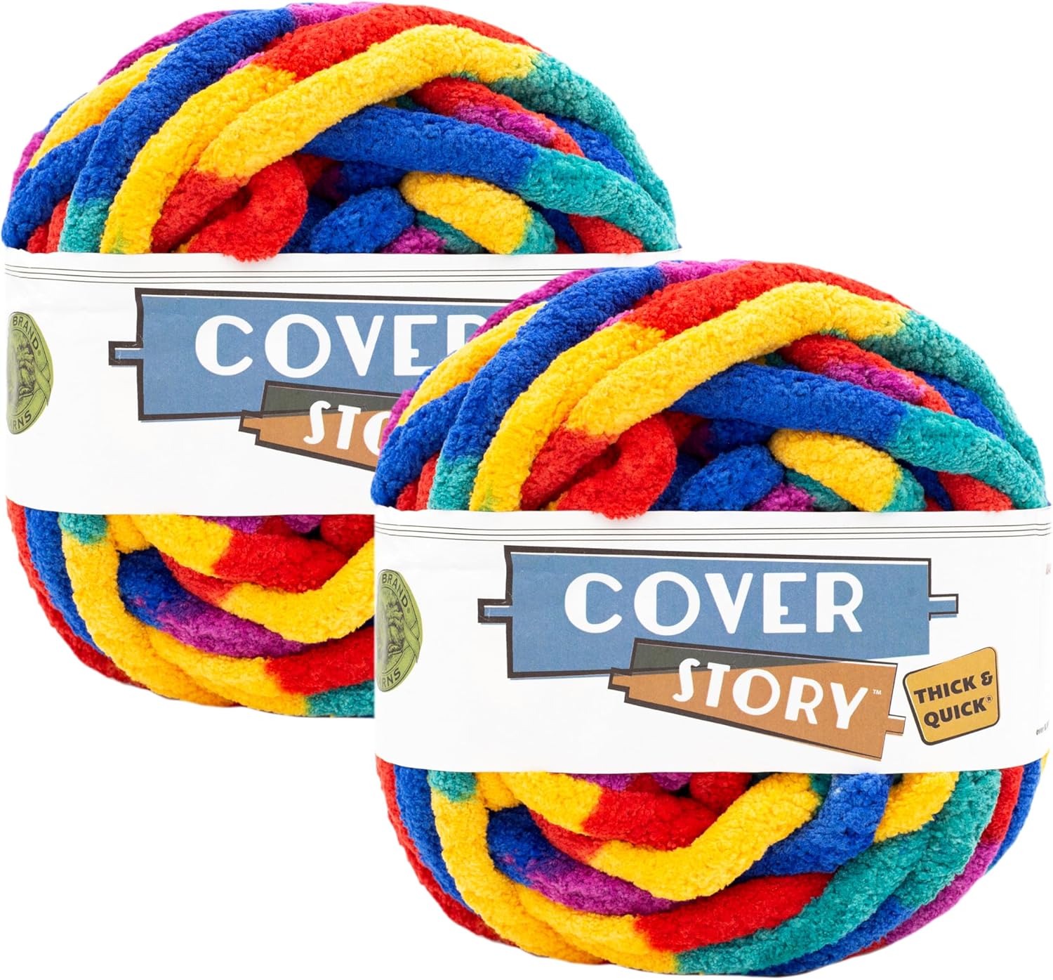 Lion Brand Yarn, Cover Story Thick & Quick, Blanket Yarn, Tropical, 2 Pack