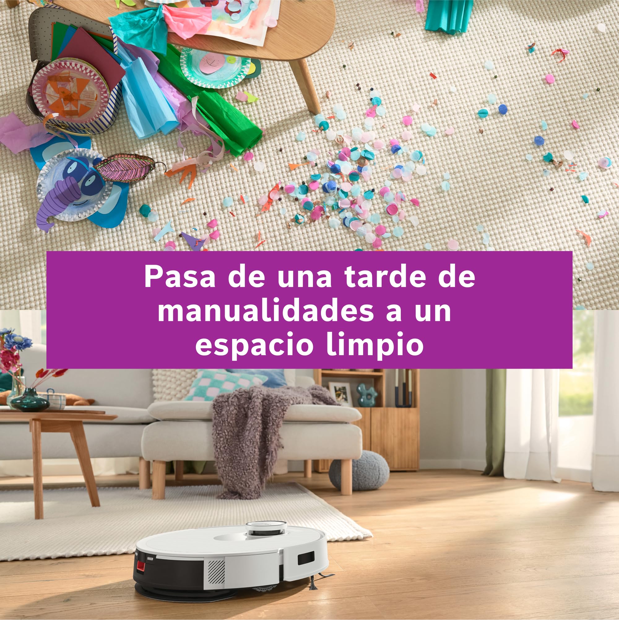 Bosch - Robot Aspirador Spotless +, aspira y friega, Potencia 11.000 Pa², Almohadilla húmeda Fija, estación Seca, Sistema Inteligente de visión por Infrarrojos, Bosch Home Connect App, Blanco, BCRD1W