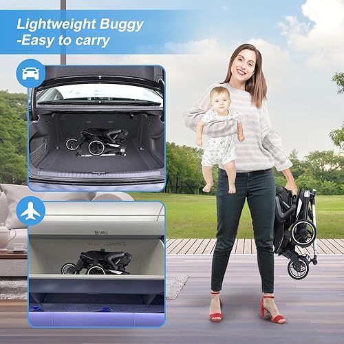 Miniatura 2 de Lightweight Baby Stroller, zebrater Compact Travel Toddler Stroller with Tray and 360Rotational Seat, One Hand Foldable Infant Trave for Airplane