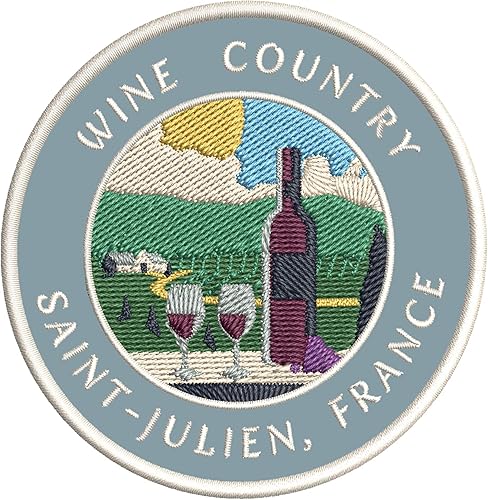 Miniatura 1 de Vinyard - País del vino - Saint-Julien, Francia, 3.5 pulgadas, bordado de bricolaje para planchar o coser, parches decorativos para vacaciones con