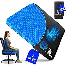 SelectSoma Super Large Gel Seat Cushion for Long Sitting - 18.5" x 17.5" - Breathable Cooling Design - Pressure Relief for Sciatica, Tailbone &amp; Back - Office Chair, Wheelchair, Car &amp; Truck Cushion